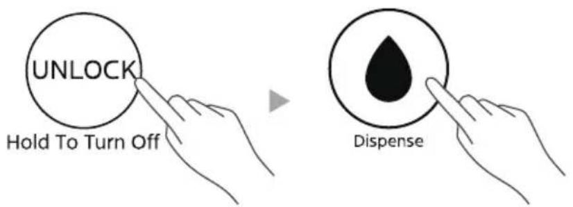 UNLOCK Hold To Turn Off Dispense