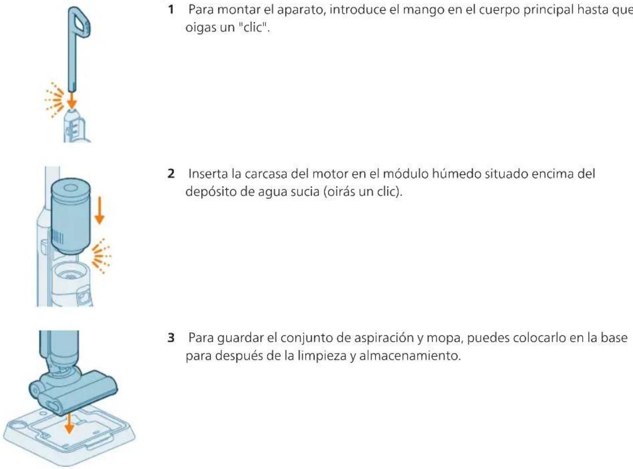 PHILIPS AquaTrio 7000 Series XW7263 - Montaje del conjunto de aspiración y mopa - 1