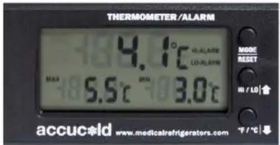 Accucold FF7LWBIPLUS2 - Thermomètre / alarme (modèles MED): - 1