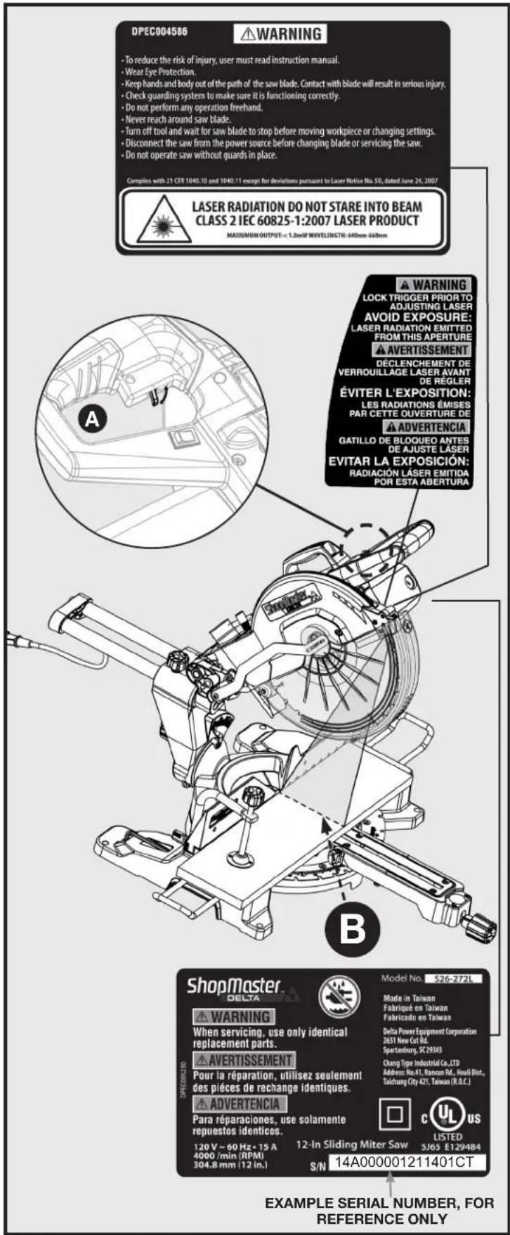 DELTA S26-272L - FREE WARNING LABEL REPLACEMENT - 1
