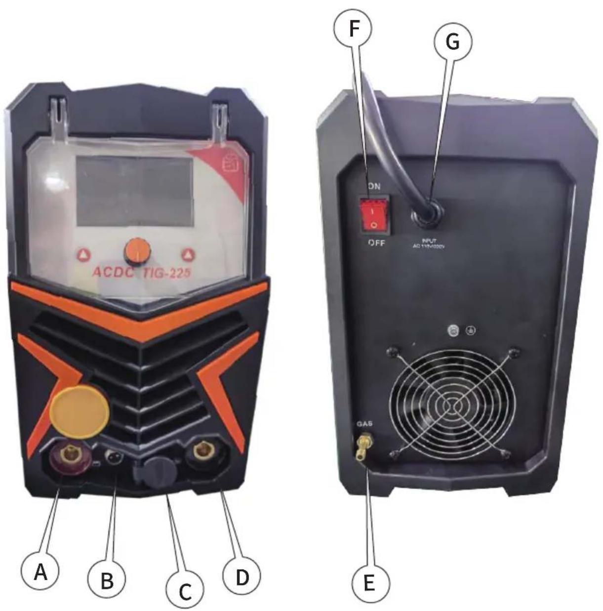 Vevor ACDC TIG-225 - DC TIG, AC TIG, DC PULSE, AC PULSE OPERATION PAGE DESCRIPTION - 7