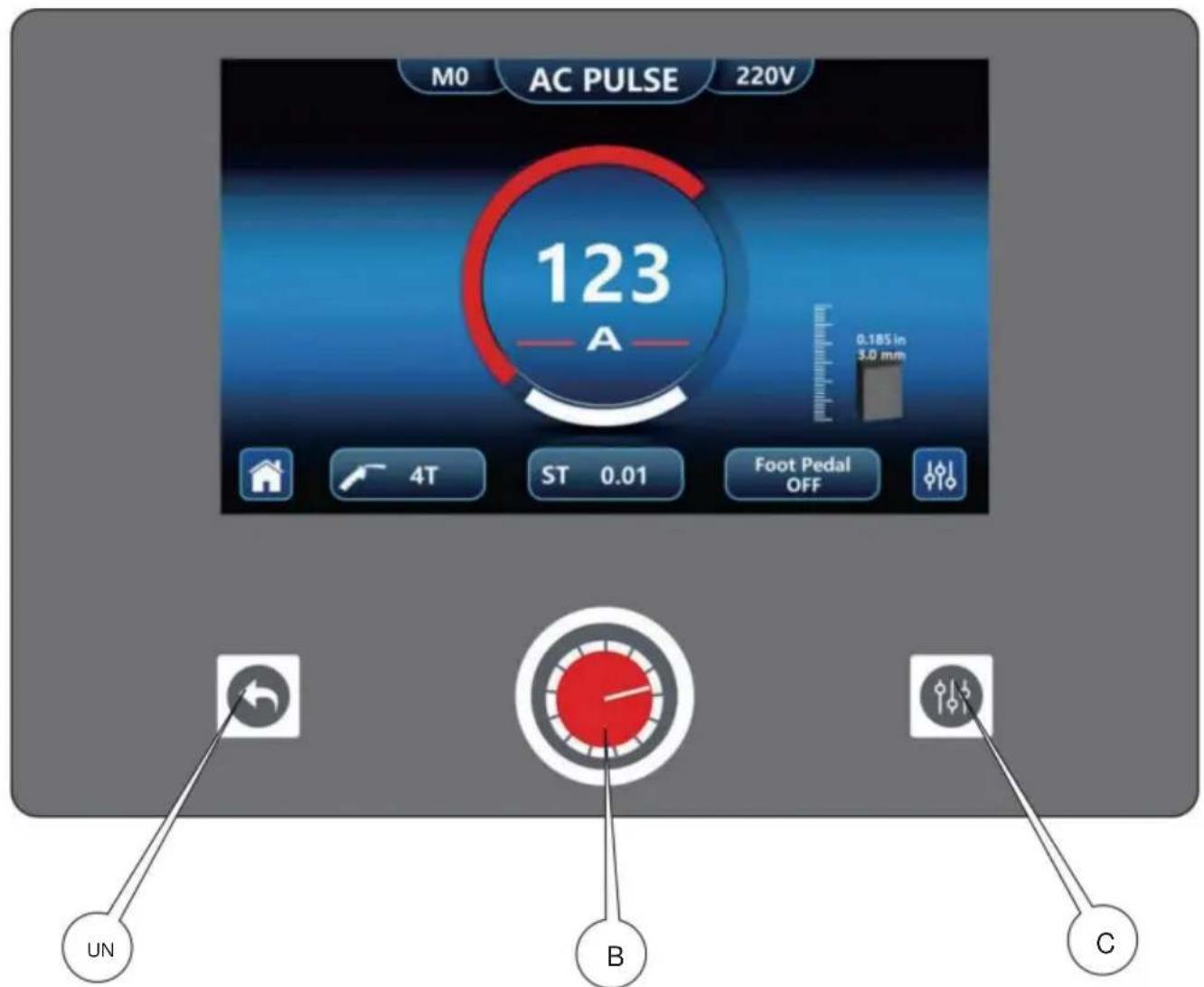 Vevor ACDC TIG-225 - PANNELLO DI CONTROLLO E VISUALIZZAZIONE - 1