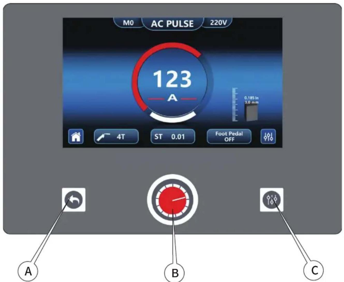 Vevor ACDC TIG-225 - CONTROL AND DISPLAY PANEL - 1
