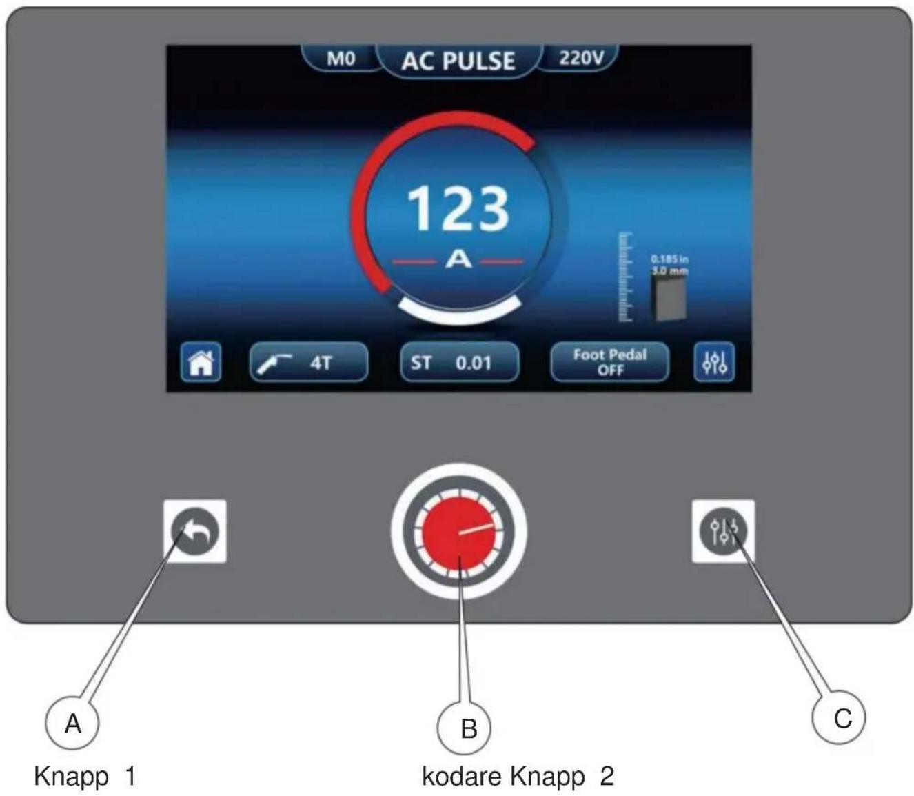 Vevor ACDC TIG-200 - KONTROLL-OCH DISPLAYPANEL - 1