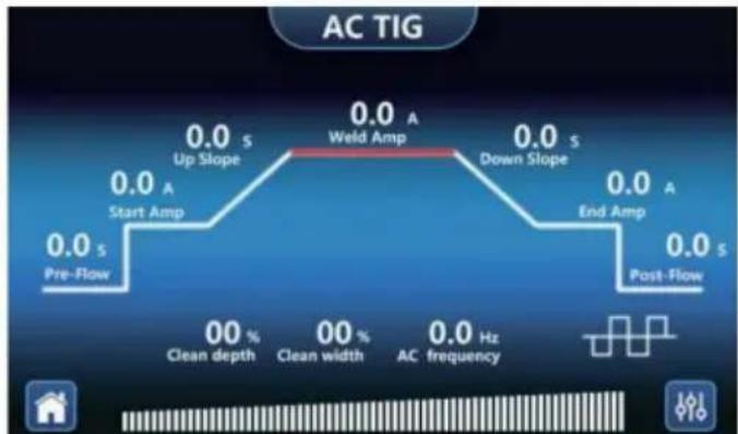 Vevor ACDC TIG-200 - DESCRIPCION DE LA PÁGINA DE OPERACION DCTIG, ACTIG, PULSO DC, PULSO A - 4