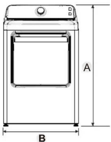 MIDEA MLHE52S7AWW - Minimum clearances between the dryer and adjacent walls or other surfaces: - 1