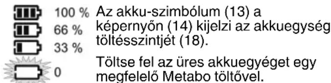 METABO R 12-18 DAB+ BT - Akkuegység, az akkuegység töltésszintjének kijelzése - 1