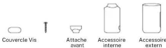 Couvercle Vis Attache avant Accessoire interne Accessoire extern