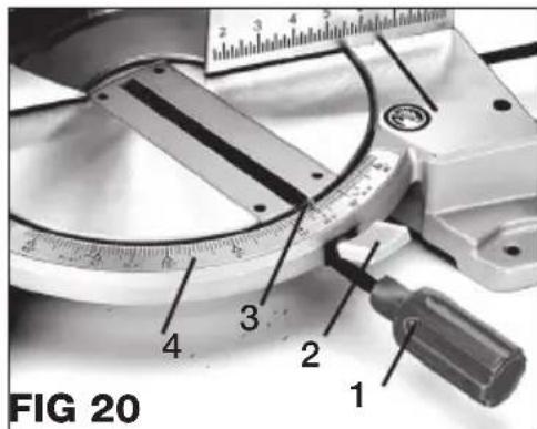 Genesis GMS1015LC - INCLINACIÓN DE LA CABEZA DE CORTE PARA CORTE DE BISELES (FIG 21) - 1