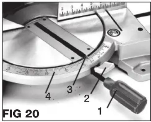Genesis GMS1015LC - TILTING THE CUTTING HEAD FOR BEVEL CUTTING (FIG 21) - 1