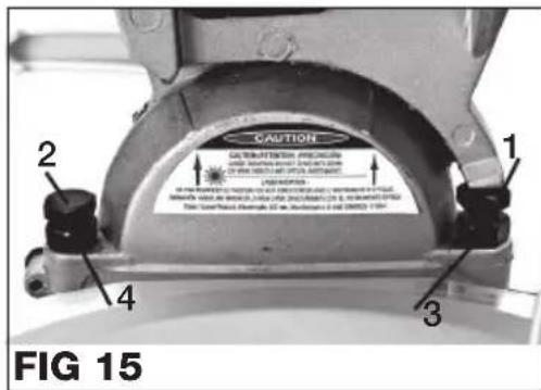 Genesis GMS1015LC - 0° AND 45° BEVEL STOP ADJUSTMENTS (FIG 15, 16) - 1