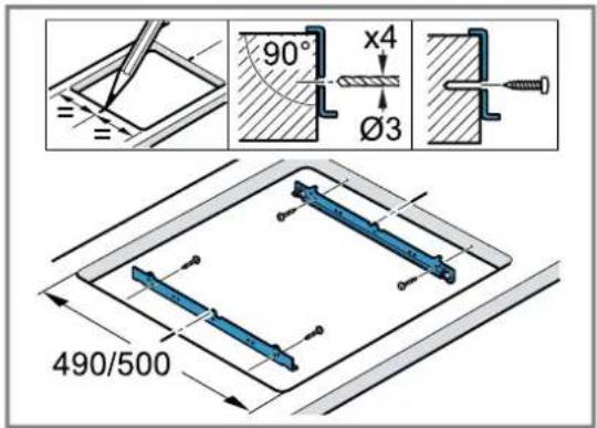 NEFF TMK1671 - Installing fixing rails - 1