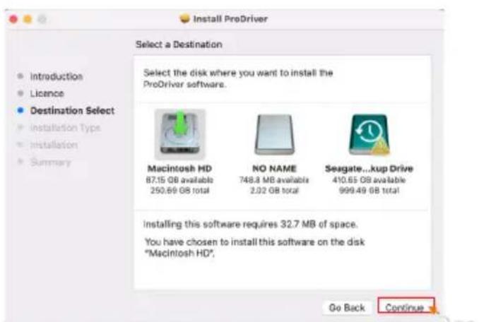 icon USolo - Sélectionnez le disque sur lequel vous souhaitez que ProDriver soit installé, puis cliquez sur « Continue » - 1