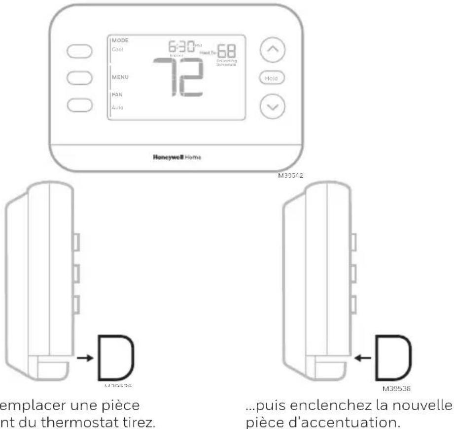 HONEYWELL RTH2CWF - Remplacement de la pièce d'accent - 1