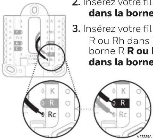 HONEYWELL RTH11B - Si vous avez 2 fils R (R ou Rh, et Rc) - 2