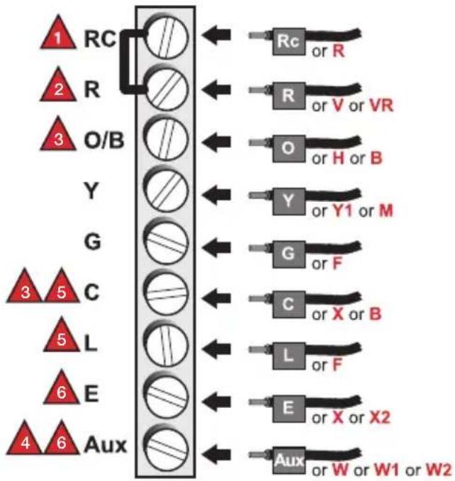 HONEYWELL RTH7600D - Alternate Wiring (For Heat Pumps Only) - 1