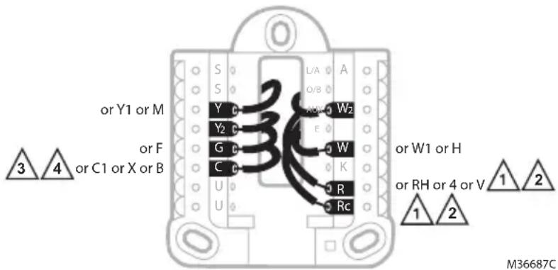 HONEYWELL X2P RTH20B - Cableado alternativo (sistemas convencionales) - 1