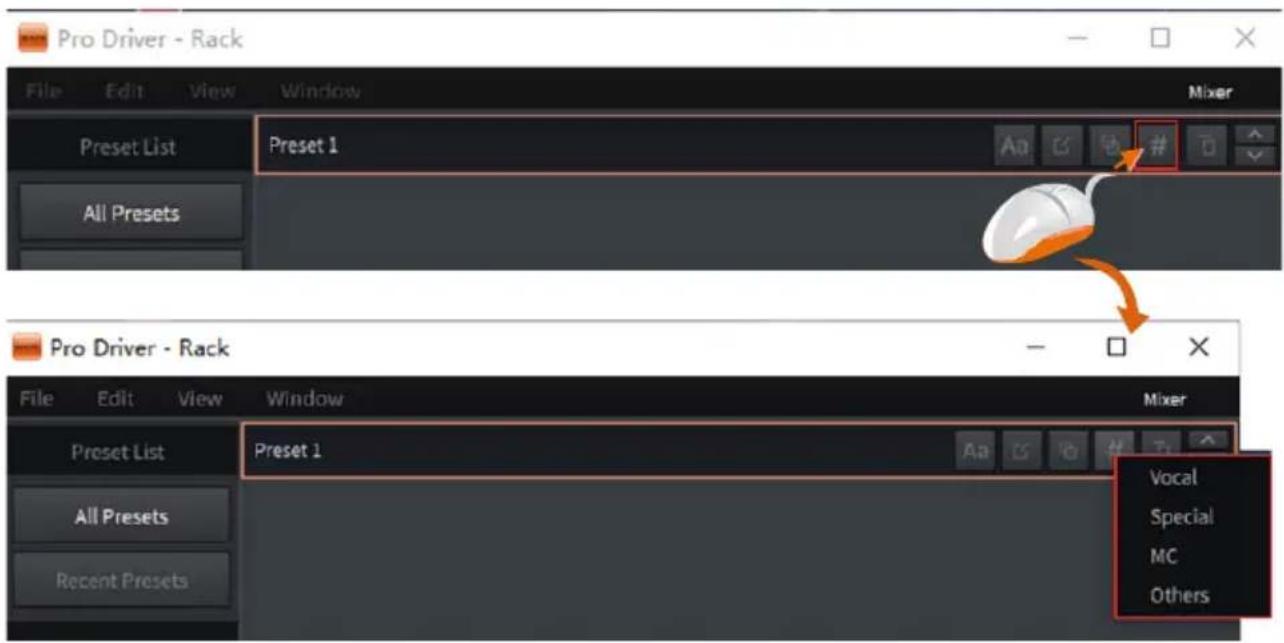 Pro Driver - Rack File Edit View Window Mixer Preset List Preset 1 Aa C B # D All Presets Pro Driver - Rack File Edit View Window Mixer Preset List Preset 1 Aa C B # D All Presets Recent Presets Vocal Special MC Others