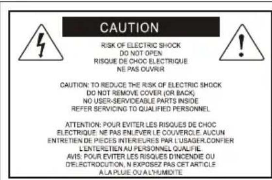 CAUTION RISK OF ELECTRIC SHOCK DO NOT OPEN RISQUE DE CHOC ELECTRIQUE NE PAS OUVRIR CAUTION: TO REDUCE THE RISK OF ELECTRIC SHOCK DO NOT REMOVE COVER (OR BACK) NO USER-SERVIDEABLE PARTS INSIDE REFER SERVICING TO QUALIFIED PERSONNEL ATTENTION: POUR EVITER LES RISQUES DE CHOC ELECTRIQUE: NE PAS ENLEVER…