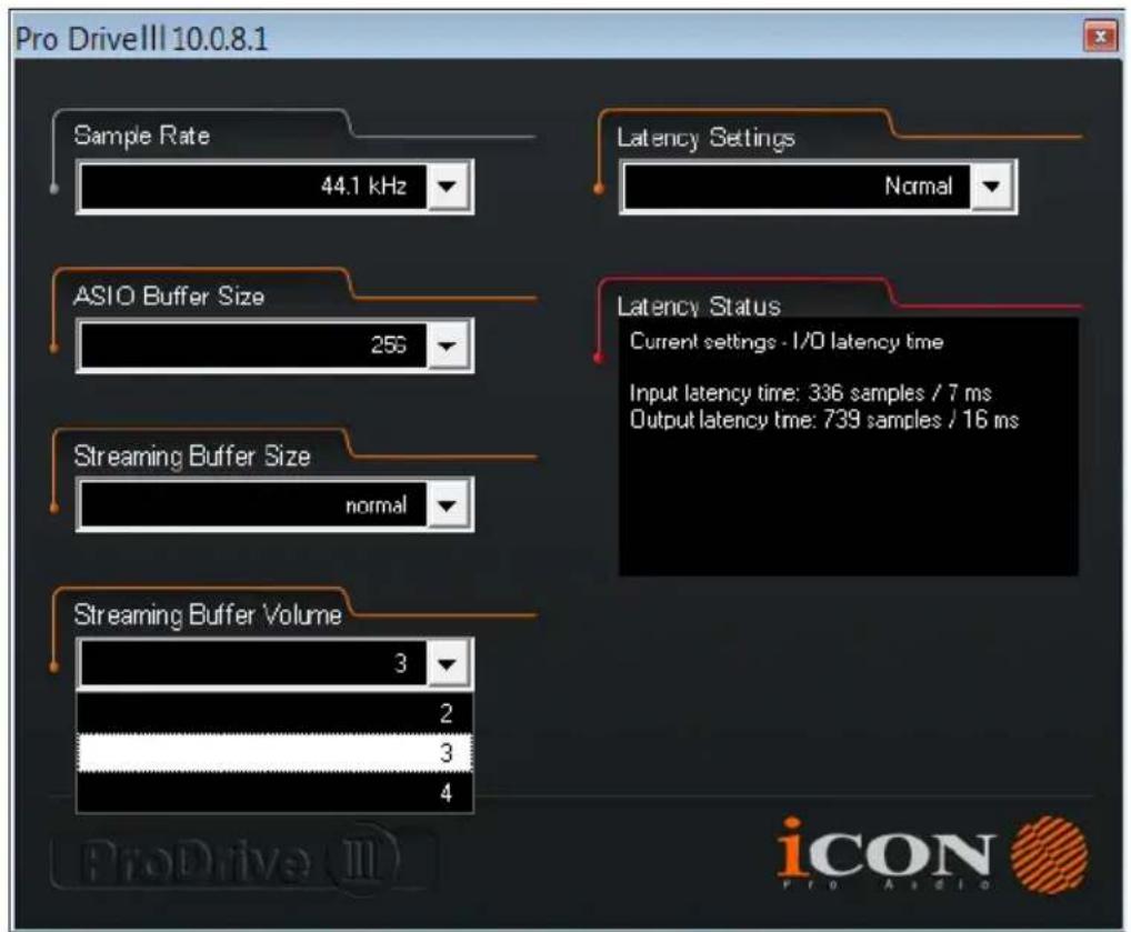 icon UMix1010Rack ProDriveIII - Volume de la mémoire tampon du streaming - 1
