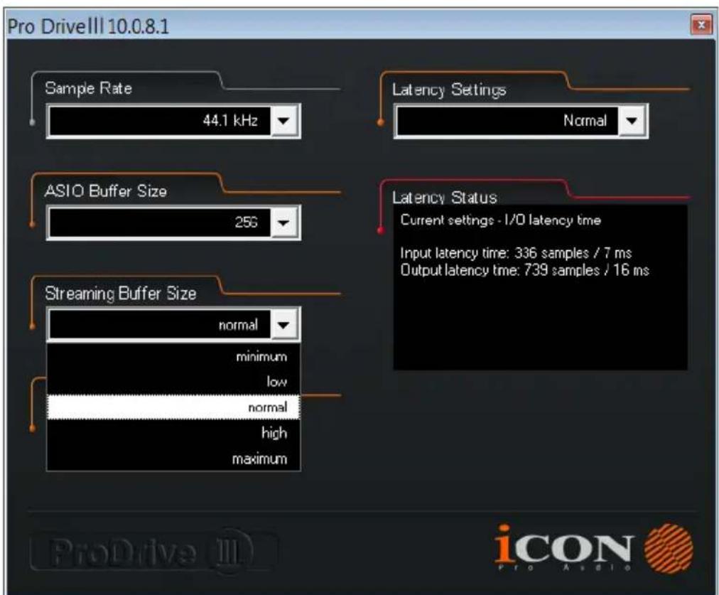 icon UMix1010Rack ProDriveIII - Taille de la mémoire tampon du streaming - 1