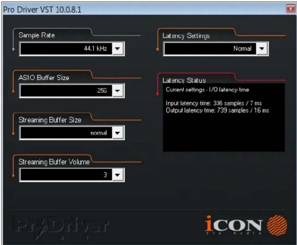 icon Ultra 4 - Configuration (fréquence d'échantillonnage et latence) - 1