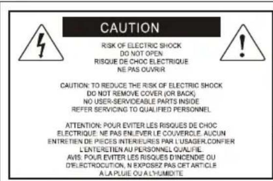 CAUTION RISK OF ELECTRIC SHOCK DO NOT OPEN RISQUE DE CHOC ELECTRIQUE NE PAS OUVRIR CAUTION: TO REDUCE THE RISK OF ELECTRIC SHOCK DO NOT REMOVE COVER (OR BACK) NO USER-SERVIDEABLE PARTS INSIDE REFER SERVICING TO QUALIFIED PERSONNEL ATTENTION: POUR EVITER LES RISQUES DE CHOC ELECTRIQUE: NE PAS ENLEVER…
