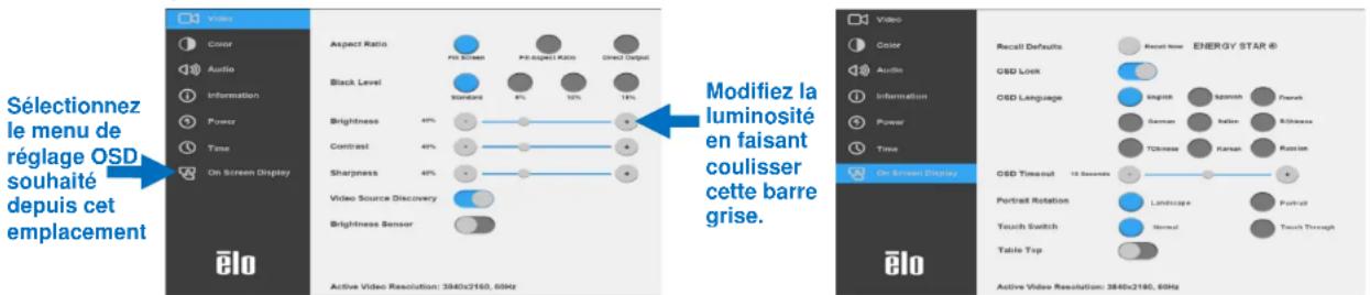 ELO 4304L - Menu tactile à l'écran (OSD) - 1