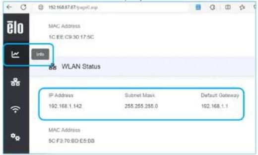 ELO 3204L - Wi-Fi アダプターの設定/ローカル Web ページ - 3