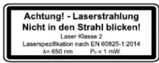 SCHEPPACH HM216X - Achtung: Laserstrahlung Nicht in den Strahl blicken Laserklasse 2 - 1