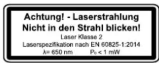 SCHEPPACH HM216X - Obs: Laserstrålningng Titta inte in i strålen Laserklass 2 - 1