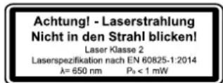 Bamato KP-255 - Attention: Laser radiation Do not stare into the beam Class 2 laser - 1