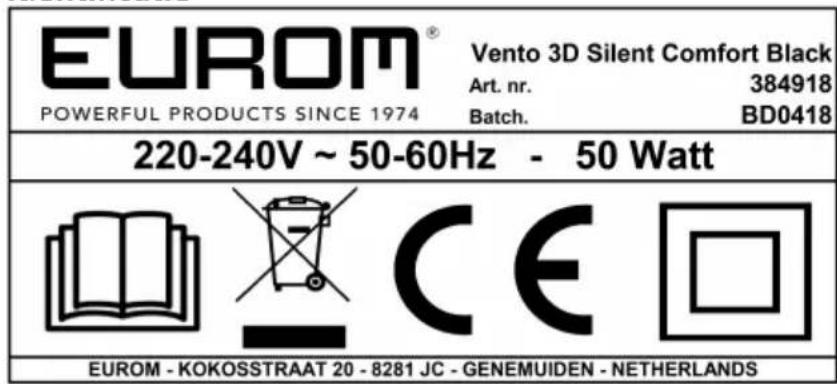 Eurom Vento 3D Silent Comfort - Identificatie - 1