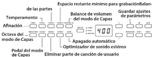 KORG Poetry Magnifique - Ajustes de configuración de los parámetros en el modo de Funciones - 1