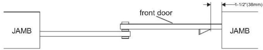 Vevor YMXT-XC40-5 - Install Bottom Guide: Slide both doors to side jamb. Place guide between doors and position to plumb, fasten to floor with screws. - 5