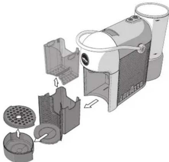 Lavazza A Modo Mio Jolie Plus Evo - REINIGUNG DES BEHÄLTERS FÜR VERBRAUCHTE KAPSELN UND DES TROPFENFÄNGERBEHÄLTERS - 6
