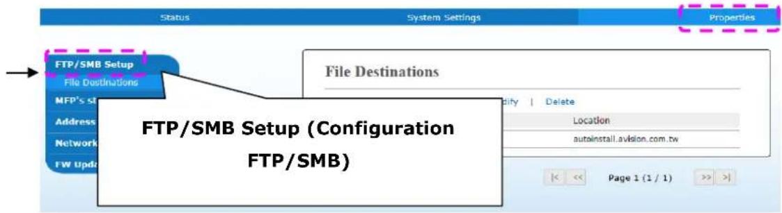 AVISION AM4032iw - Pour configurer FTP ou SMB comme destination d'archivage, - 1