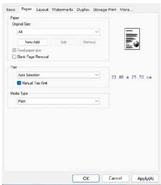 AVISION AM4032iw - L'onglet Papier - 1