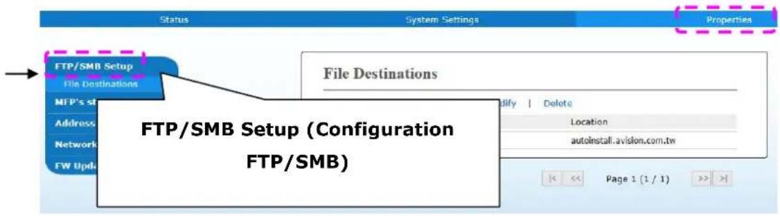 AVISION AM4032iw Plus - Pour configurer FTP ou SMB comme destination d'archivage, - 1