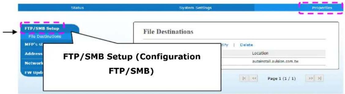 AVISION AM240AW Plus - Pour configurer FTP ou SMB comme destination d'archivage, - 1