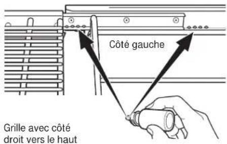 Côté gauche Grille avec côté droit vers le haut