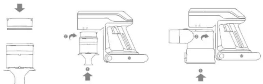 MOVA S2 Detect - Installation du compartiment à poussière, du filtre d'entrée d'air et du séparateur cyclonique - 1