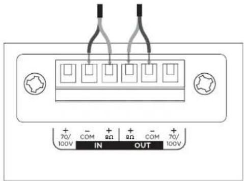 + 70/- 100V IN + 8Ω OUT + 8Ω COM - 70/ 100V