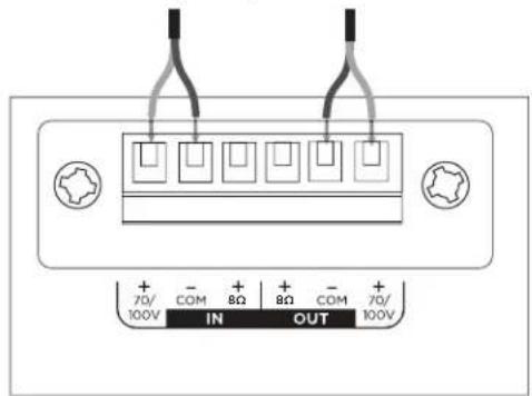 + 70/- 100V IN + 8Ω + 8Ω - COM + 70/ OUT 100V