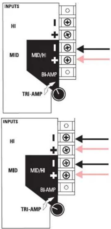 QSC MH1075C - Selection du mode de fonctionnement à deux amplificateurs/trois amplificateurs - 1