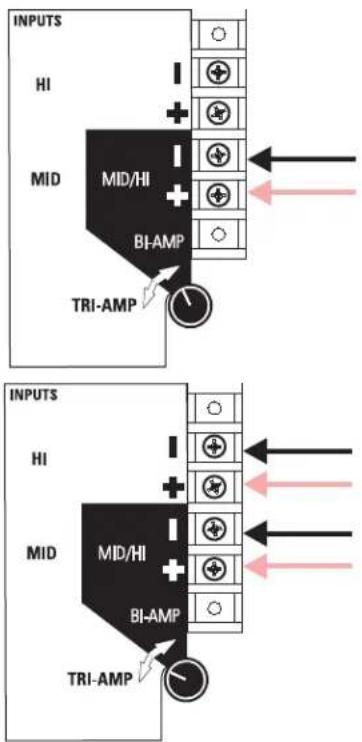QSC MH1075C - Selección del modo de operación BI-AMP / TRI-AMP - 1