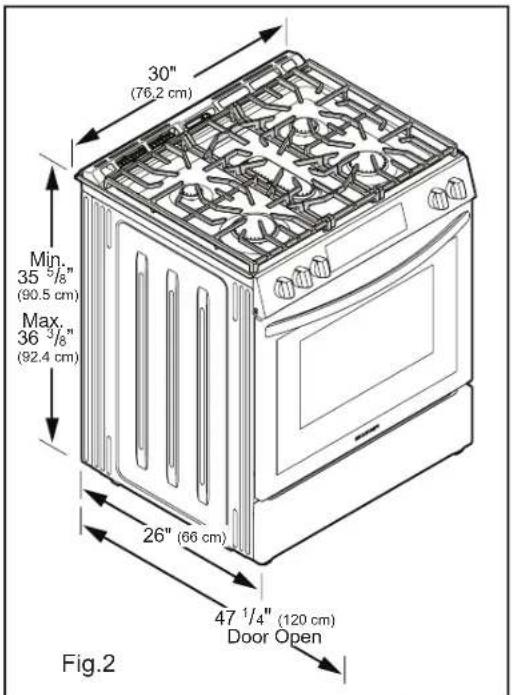 FRIGIDAIRE GCFG3070SS - Clearances and Dimensions - 2