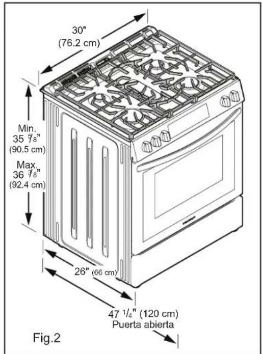 FRIGIDAIRE GCFG3070SS - Espacios libres y dimensiones - 2
