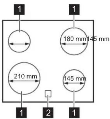 AEG TA64RA00XB - Agencement des zones de cuisson - 1