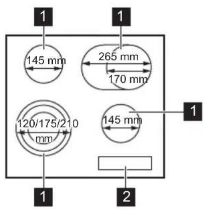 AEG TO64RAA7XB - Anordnung der Kochflächen - 1